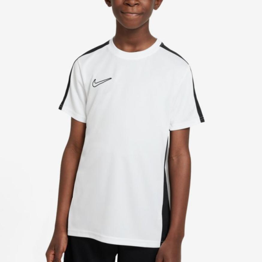 Nike Dri-FIT Academy 23 Color Block Logo Embroidered Crew Neck Sports T-Shirt Kids Tops White DX5482-100