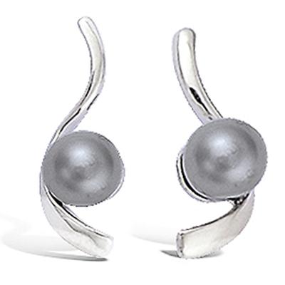 [L1817] - Silver Earrings 'Perla' Silver Gray (rhodium) - 20x7mm