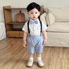 New Short Sleeve Shorts Vest Set Children's Clothing Boys Summer English Style Fashion Party Outfit