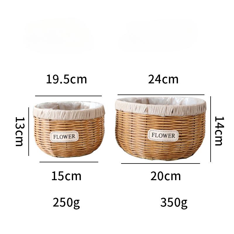 Imitation Rattan Flower Basket, Green Ivy Flower Pot, Living Room Container, Storage Basin, Green Plant Gardening Utensil, Flower Basket