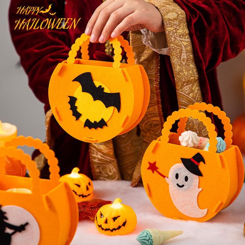 Halloween Decoration Sugar Bag Kindergarten Children's Gift Scene Arrangement Props Portable Pumpkin Candy Bag Gifts