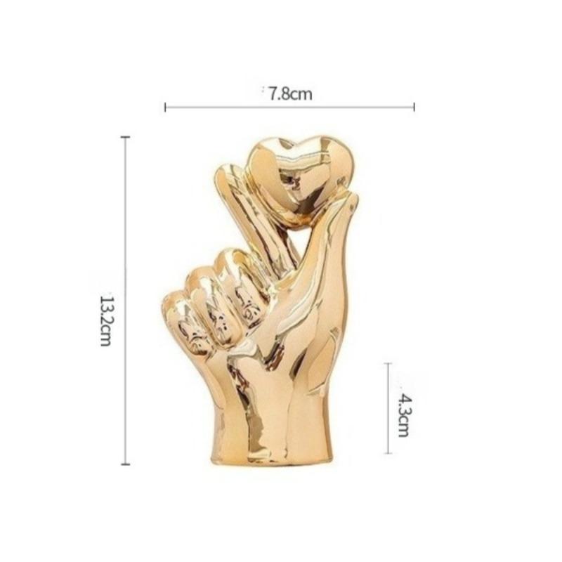 1pcs Valentine's Day Heart Gesture Ornament Minimalist Home Desktop Decor Ceramic Craft for Holiday Gift