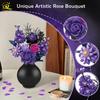 Giftfria Moc Lila Svarta Blomma Ros Modell Byggklossar Diy Evig Bukett Tegelset Leksak För Barn Heminredning