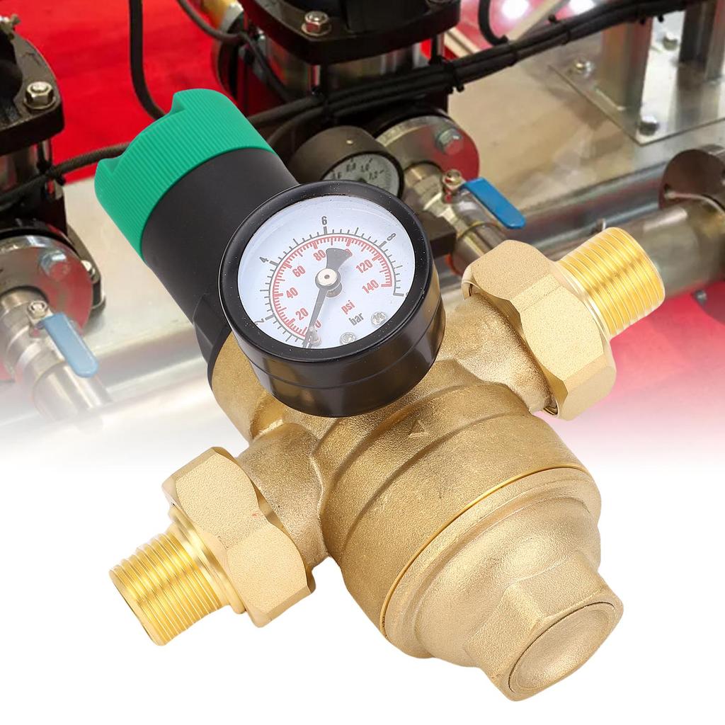 Water Pressure Regulator Brass 40 Microns Filter Drinking Water Pressure Regulator with Meter