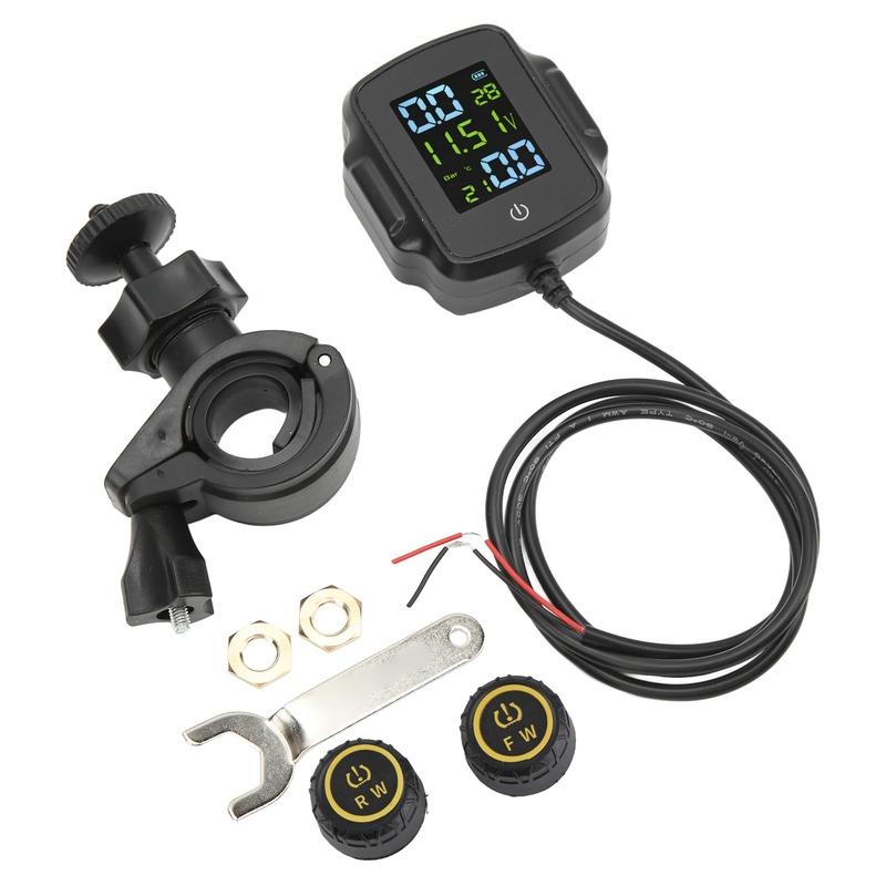 Sistema di Monitoraggio della Pressione degli Pneumatici TPMS per Moto Con 2 Sensori Esterni Sistemi di Allarme Pneumatici Moto Tempo Reale Carica USB 12V