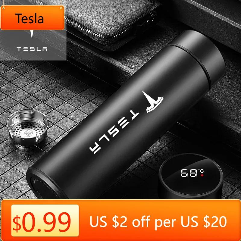 Autoaufkleber Tesla 304 Edelstahl Tragbar Auto smart Thermosflasche mit Temperaturanzeige Für TESLA MODEL X S 3 Y Auto Emb