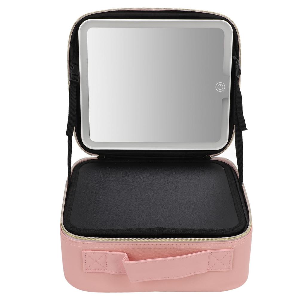 Portable LED Makeup Bag Multipurpose Stylish Large Capacity 3 Color Lights Dimmable Travel Makeup Bag with LED Mirror