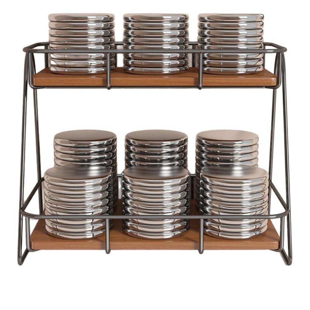 Two-Tier Desktop Storage Rack storageSaving Iron and Wood Shelf Organizer