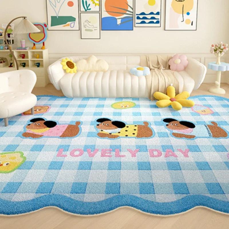 Dopamine Color Carpets for Living Room Girly Style Bedroom Decor Rug Irregular Shaped Pink Plush Carpet Cute Fluffy Soft Mat