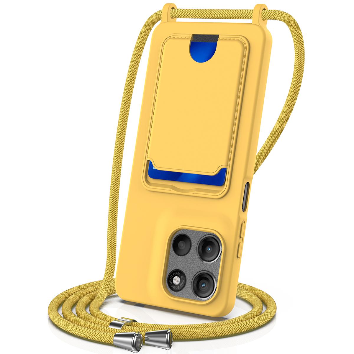 

Для Motorola Moto G15 Power 4G/Motorola Moto G15 4G Чохол Рідкий Силікон Тримач для Карт Задня Кришка Телефону зі Шнурком C