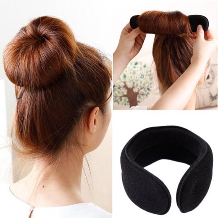 Black Fluffy Hair Bun Maker - Women's Styling Accessory