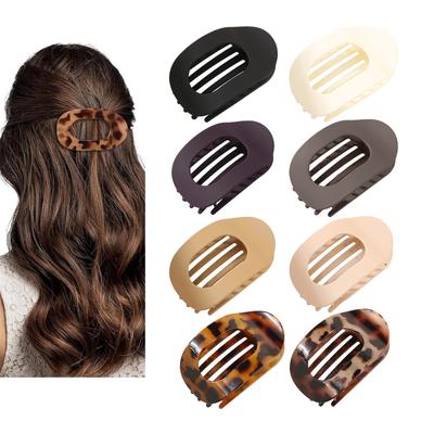 Flat Hair Clip Oval Claw Clip for Women Girl French Strong Hold Barrettes for Thick Thin Hair Comfortable Curved Designs