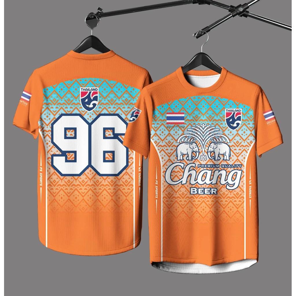THAILAND Football Soccer Round V Neck Shirt National Flag Elephant Logo Badge Unisex Men Women JERSEY Print Quick Dry Short Sleeve Uniform