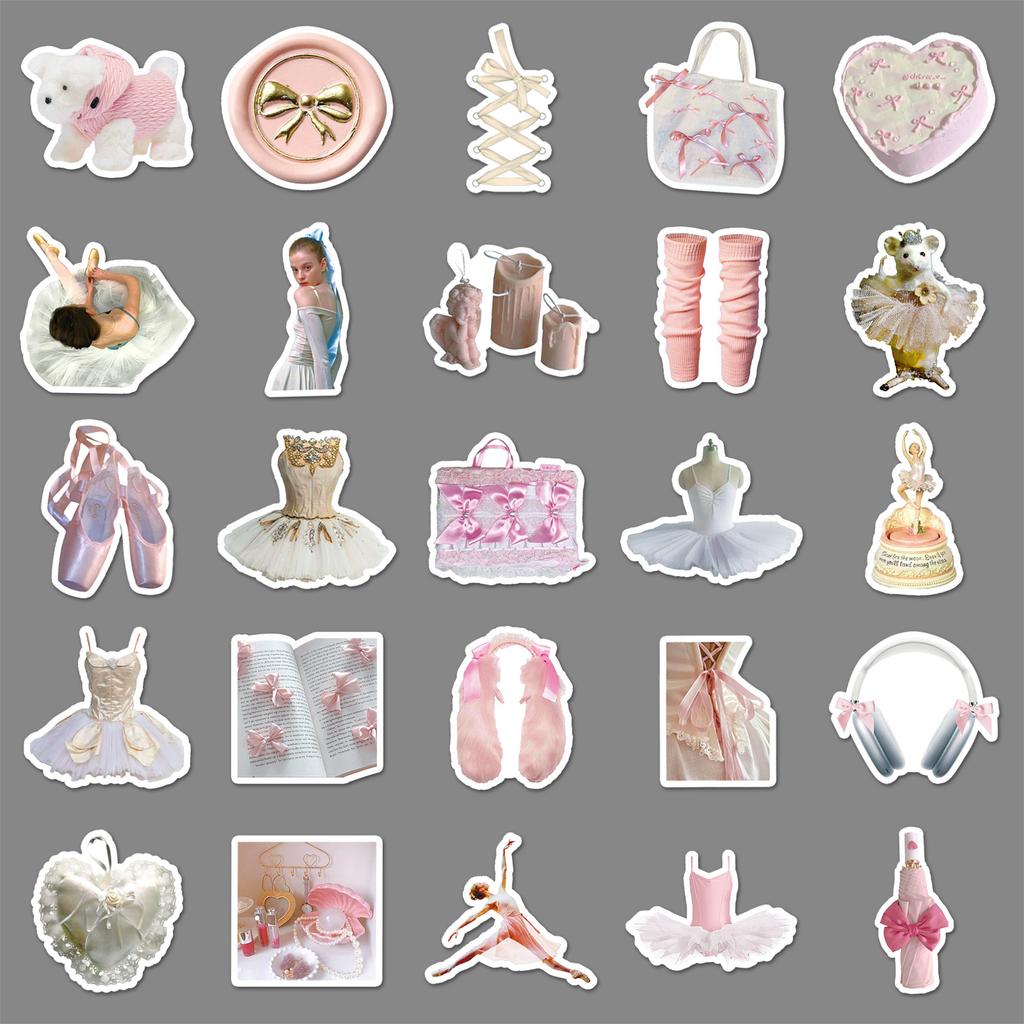 50 Pictures of Girl Ballet Style Graffiti Ins Wind Guka Creative Decoration Mobile Phone Case Suitcase Stickers Waterproof