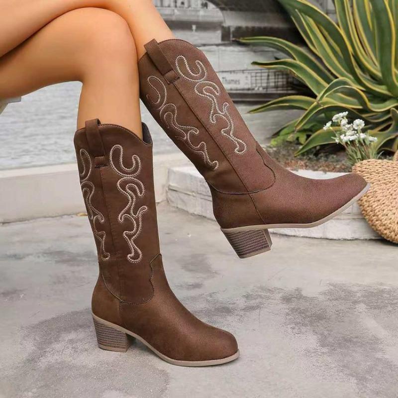 Plus-size Boots with Thick Heels, Retro Style, Anti-slip, Women's Shoes, High Boots