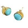 Retro Chinese Style Double-Sided Turquoise Clip-On Earrings for Women - Unique, High-End Design