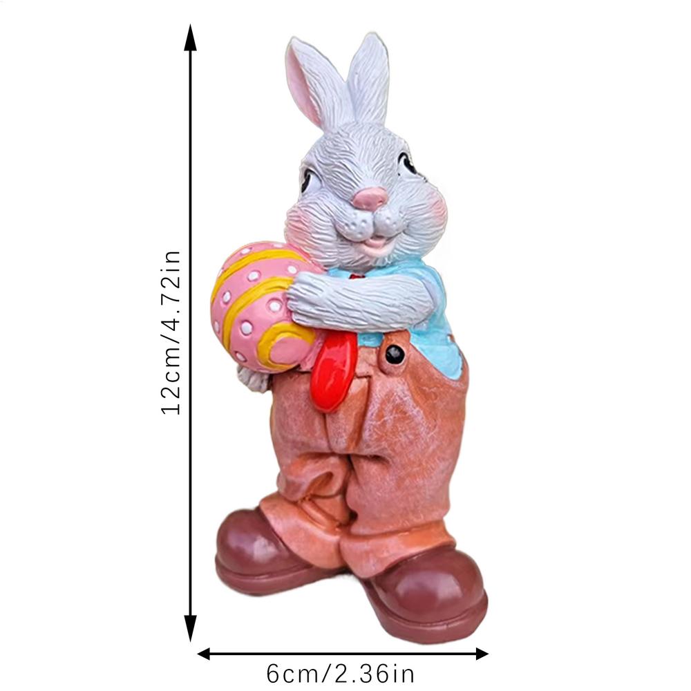 

Пасхальная полимерная фигурка кролика с имитацией яйца, фигурки кроликов, весенние, в стиле фермерского дома, украшения для дома, сада, скульптура животного