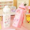 Kawaii Pastel Straw Bottle New Transparent Square Cute Water Bottles Large Capacity Travel Outdoor Sport Cycling Bottle BPA Free