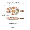 Ceramic Salad Plates with Handle,Porcelain Dinner Plates,Colorful Floral Pattern Serving Plate for Desserts Sandwiches Dishes