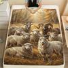 1PC Sheep Print FlAannel Blanket, High quality Comfortable for All Seasons, Home Decor, Warmth and Comfort