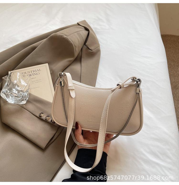 Korean fashion handbag 2025 pre-spring new chain bag lychee pattern shoulder bag simple commuter crossbody bag for women