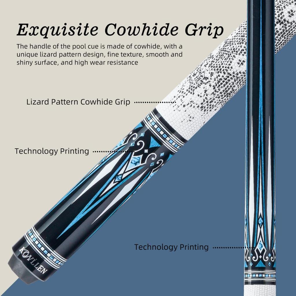 KONLLEN Kohlefaser Pool Queue Vollcarbon Low Deflection Pool Billard Queue mit Spitze Pro Ultra Stick, 58 Zoll, Erwachsener, Technologie, Queue, 12,5 mm (Einfach