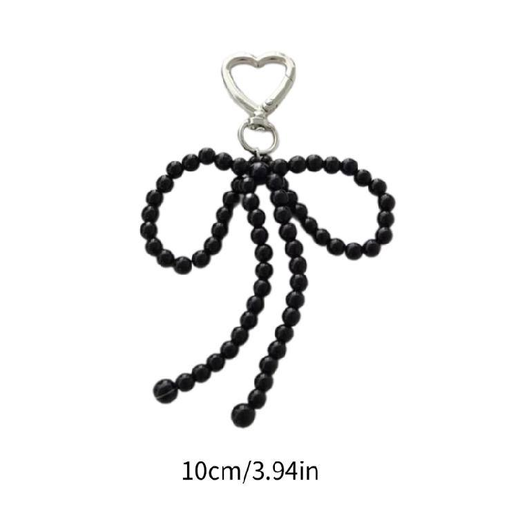 Beaded Phone Lanyard Wrist Strap Bow Heart Pearls Beads Phone Charm Keychains