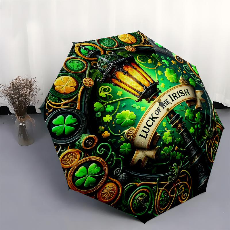 Luck of the Irish Stained Cute Lampshade - Green & Golden Decorative Lantern Shade Umbrella - Cute Umbrella with Cute Design,