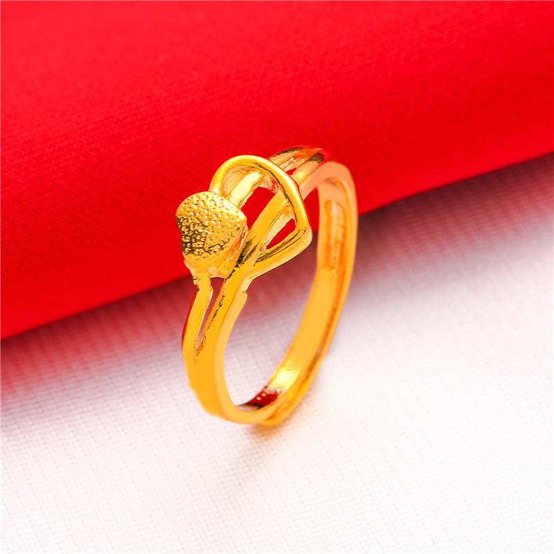 Gold Plated Women'S Open Adjustable Ring Lucky Transfer Flower Finger Ring For Women Wedding Bride Jewelry Accessories