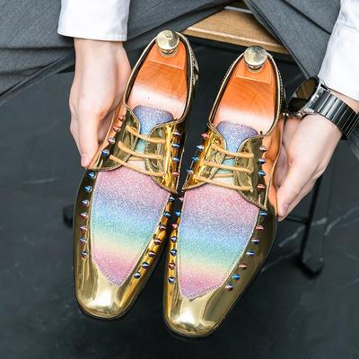Fashion Gentleman Fashion Men Pointed Charm Dazzling Color Rivet Casual Shoes Penny Loafers Formal Wedding Dress Footwear Zapatos Hombre