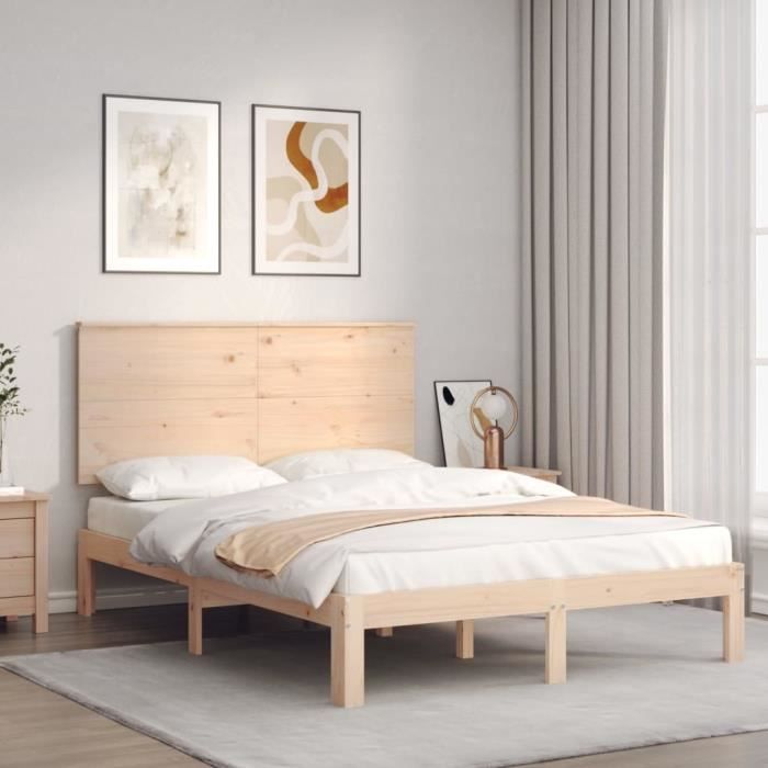 VidaXL Bed Frames with Headboard 140x200 Cm Solid Wood 3193661
