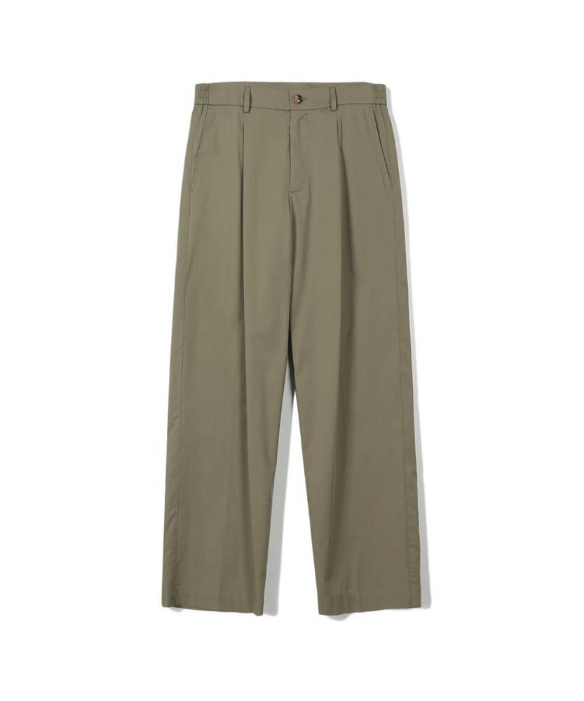 NOTIG One-Pleat Loose Fit Cotton Blend Pants Green_Okg3Ptlp103E1