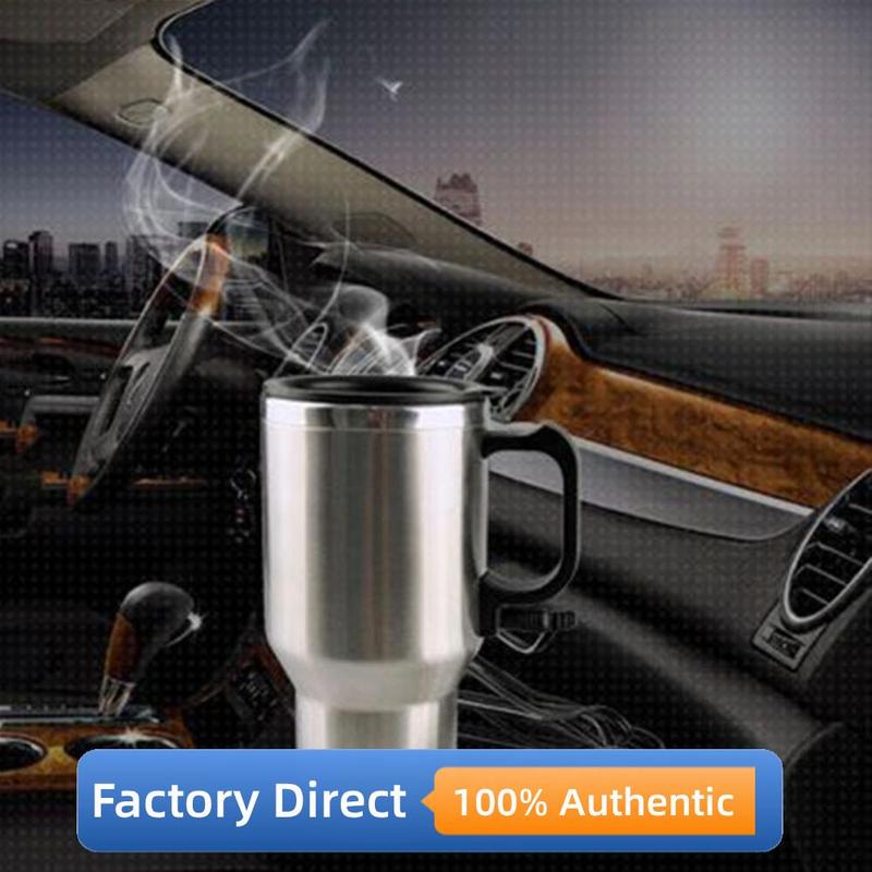 450ml Electric In-car Travel Heating Cup Stainless Steel Car Heated Mug 12V Heated Mug for Heating Water Coffee and Tea