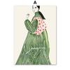 Tulip Violets Vase Woman Coat Flower Light Green Abstract Poster Aesthetics Prints Wall Art Painting On Canvas Living Room Decor No Frame