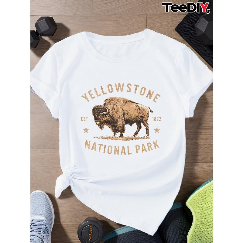 

Европейский размер ЖЕЛТОУСТОНСКИЙ НАЦИОНАЛЬНЫЙ ПАРК Женская спортивная футболка с коротким рукавом большого размера S белый