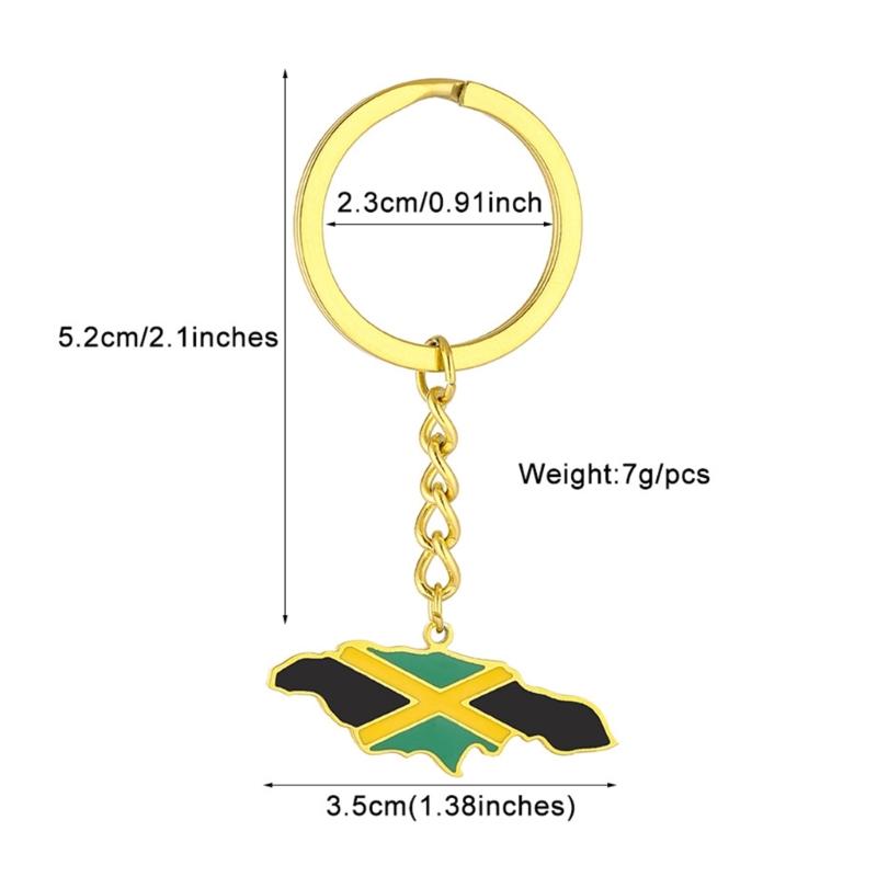 Ethnic Style Keyholder Keychain Souveniry Gift Stainless Steel Map Keychain Backpack Map Flag Shape Keyring for Unisex
