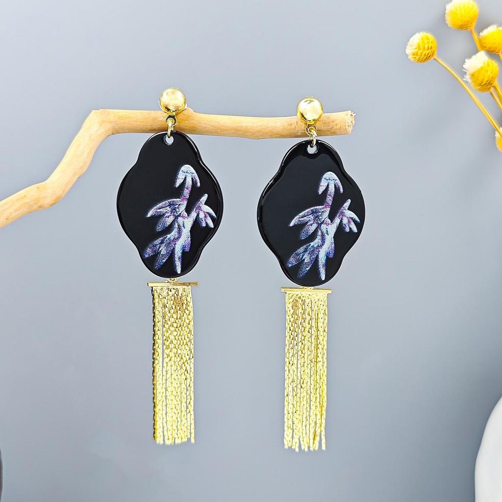 Elegant Beaded Tassel Earrings: Chinese-Style Hanfu Accessories with Flower, Fan, and Bow Design