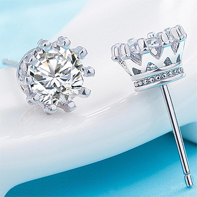 

HuiSept Trendy Silver 925 Earrings for Women Crown Shape Inlaid AAA Zircon Gemstone Stud Earrings Jewelry Wedding Gift Wholesale