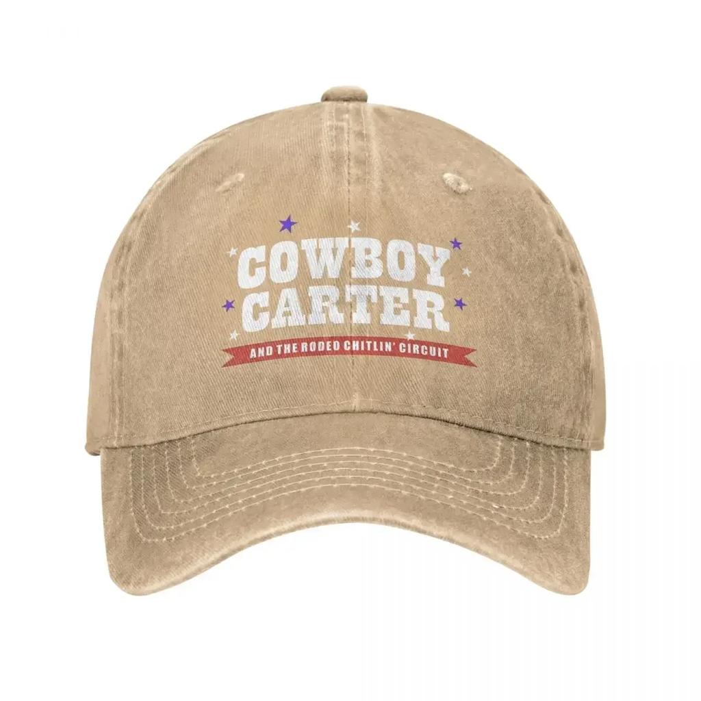 Vintage Cowboy Carter Logo Beyonce Baseballkappe Unisex Stil Used Gewaschen Snapback Hut Outdoor Laufen Golf Passform Hüte Kappe