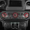 3pcs Air Conditioner Switch Knob Trim Decor Ring For Jeep Wrangler JL 2018+ Red