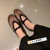 Grape Mom's New Diamond Dream Galaxy~ Rhinestone Mesh Flat Mary Jane Single Shoes Women's Ballet Shoes Dinner Shoes