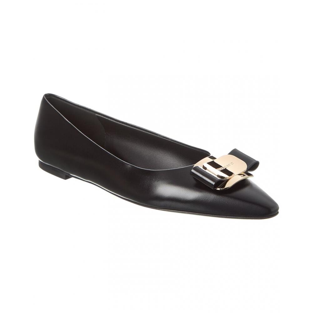 

Salvatore Ferragamo Ferragamo Zea Leather Flat Black US 5.5/Wide