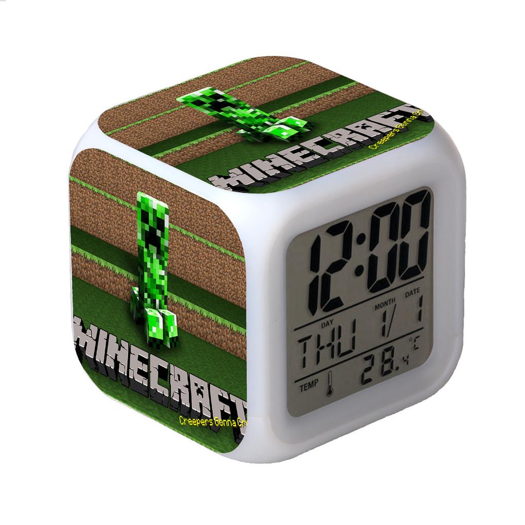 Minecraft Alarm Clock Led Night Light Colourful Changing Desktop Decoration