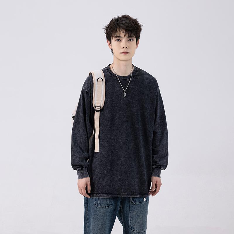 

Футболка с длинными рукавами в американском ретро-стиле, мужская летняя модная модель Tide Brand, свитер с круглым вырезом и средними рукавами M