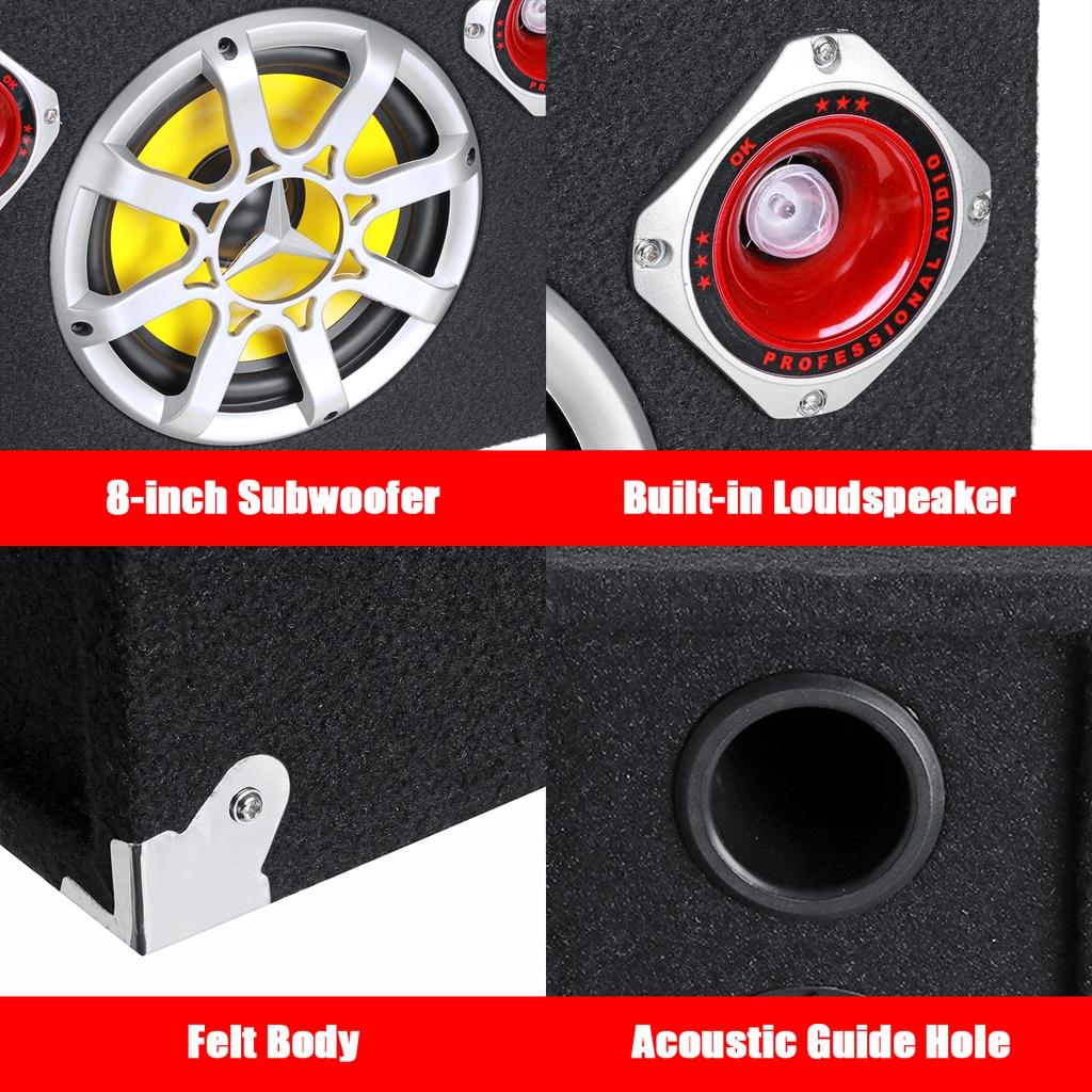 3 LED Lights Power Amplifier Car Stereo High Fidelity Car Audio Music Player Bluetooth Car Active Audio Subwoofer Speaker 8-inches