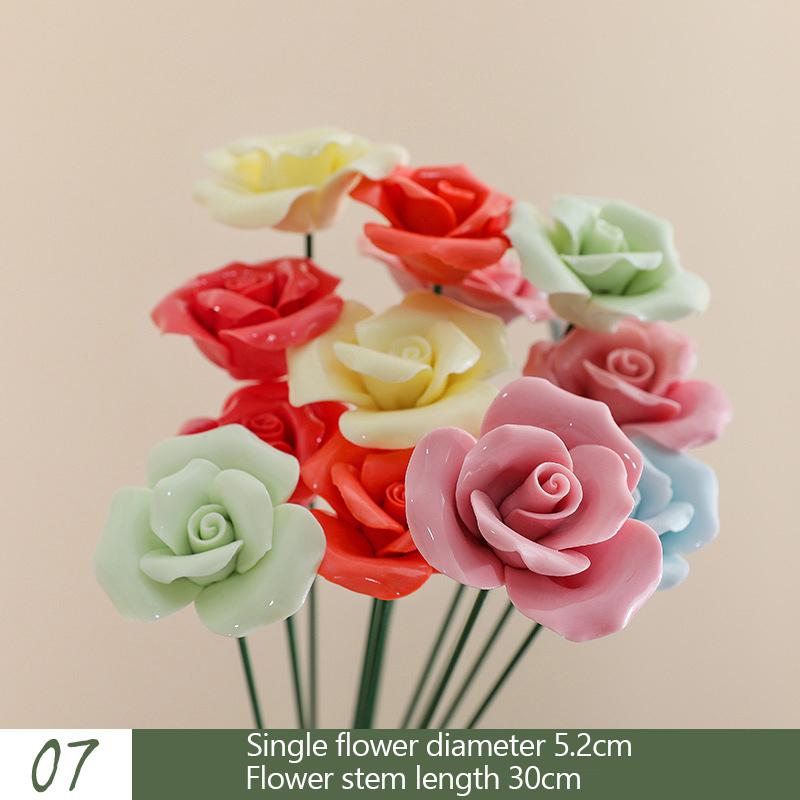 5X Artificial Flower Ceramic Handmade Fake Flower Creative Art Floral Home Decor Party Wedding Garden Decor Valentine's Day Prop