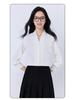 Black V-Neck Long Sleeve Women's Shirt - Petite Professional Interview Wear for Spring and Autumn