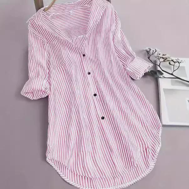 2025 Autumn/Winter Striped Swallowtail Long-Sleeve Shirt - European & American Fashion