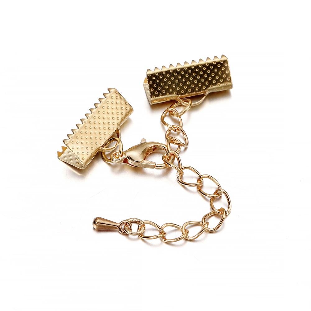 10Pcs Ribbon Leather Cord End Fastener Clasps Extender Chain Lobster Clasps Connectors For Jewelry Making Diy Bracelet Findings