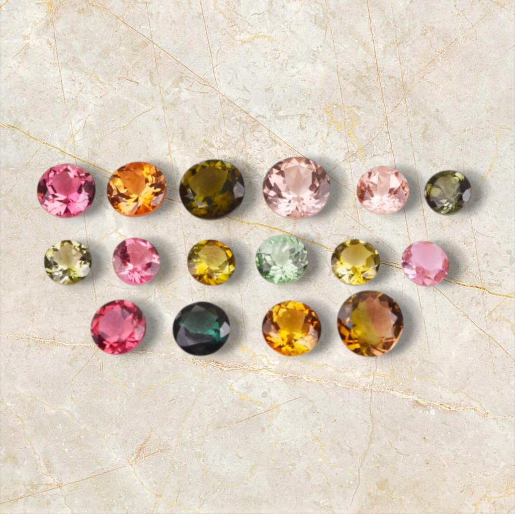 Round Cut Natural Tourmaline 3 MM Size Gemstone, 10 Pcs Multi Tourmaline Lot, Loose Gemstone Lot, October Birthstone For Making Jewelry.
